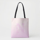 Schattige  monogram | Perzik & Roze Ombre Tote Bag (Voorkant)