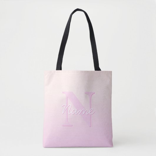Schattige monogram | Perzik & Roze Ombre Tote Bag (Voorkant)