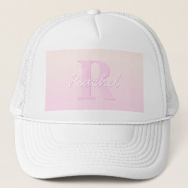 Schattige  monogram | Perzik & Roze Ombre Trucker Pet