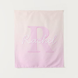 Schattige  monogram | Perzik & Roze Ombre Wandkleed