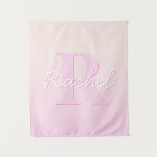 Schattige  monogram | Perzik & Roze Ombre Wandkleed (Voorkant)
