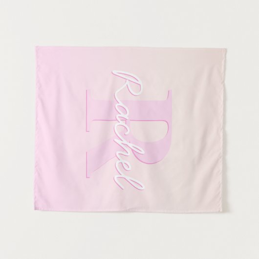 Schattige  monogram | Perzik & Roze Ombre Wandkleed (Voorkant (horizontaal))