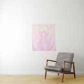 Schattige  monogram | Perzik & Roze Ombre Wandkleed (In situ)
