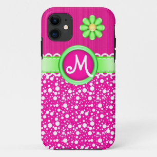 Schattige Monogram Polka Dots en Flower iPhone 5 H Case-Mate iPhone Case