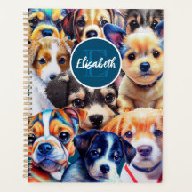 Schattige monogram Puppy Planner