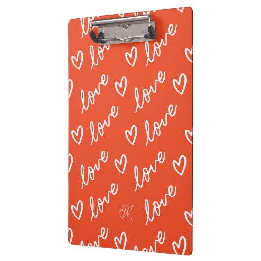 Schattige Monogram Rood Lettering Liefde & Hart Do Klembord (Links)