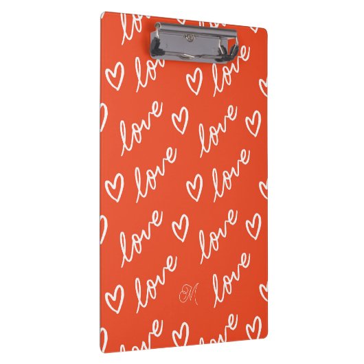 Schattige Monogram Rood Lettering Liefde & Hart Do Klembord (Rechts)