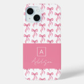 Schattige Monogram Roze Bow Coquette Case-Mate iPhone Case (Achterkant)