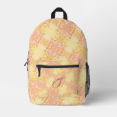 Schattige Monogram Roze en Geel Bedrukte Rugzak (Voorkant)