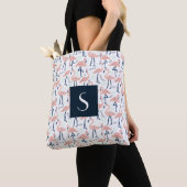 Schattige Monogram Roze Flamingo patroon Tote Bag (Dichtbij)