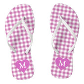 Schattige Monogram roze gecontroleerd Teenslippers (Voetbed)