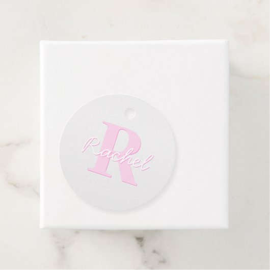 Schattige  monogram | Roze Ombre & Grijs Bedankjes Labels (In situ)