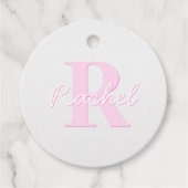 Schattige  monogram | Roze Ombre & Grijs Bedankjes Labels (Voorkant)