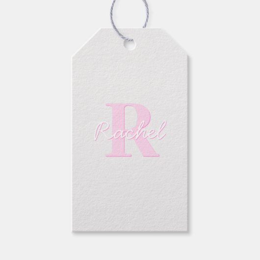 Schattige  monogram | Roze Ombre & Grijs Cadeaulabel (Voorkant)