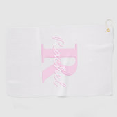 Schattige  monogram | Roze Ombre & Grijs Golfhanddoek (Horizontaal)