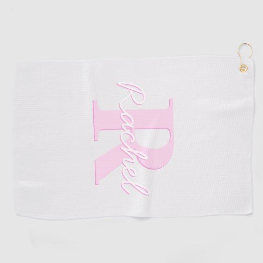 Schattige  monogram | Roze Ombre & Grijs Golfhanddoek (Horizontaal)