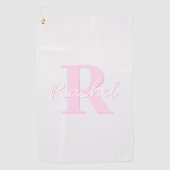 Schattige  monogram | Roze Ombre & Grijs Golfhanddoek (Voorkant)