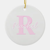 Schattige  monogram | Roze Ombre & Grijs Keramisch Ornament (Voorkant)
