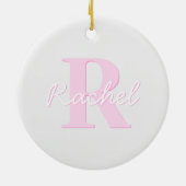 Schattige  monogram | Roze Ombre & Grijs Keramisch Ornament (Achterkant)