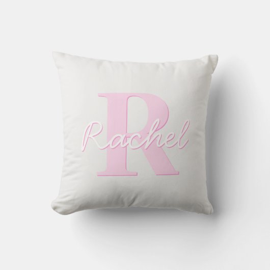 Schattige monogram | Roze Ombre & Grijs Kussen (Voorkant)