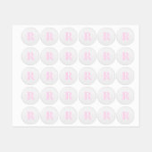 Schattige monogram | Roze Ombre & Grijs Labels (Vel)