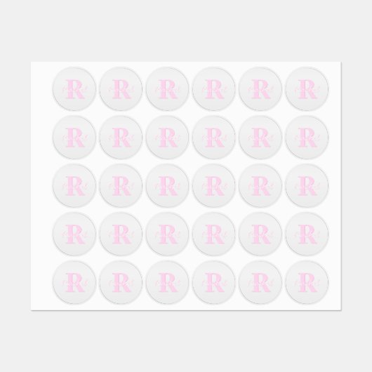 Schattige  monogram | Roze Ombre & Grijs Labels (Vel)