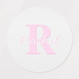 Schattige  monogram | Roze Ombre & Grijs Labels