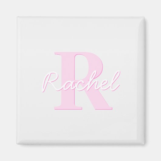 Schattige  monogram | Roze Ombre & Grijs Magneet (Voorkant)