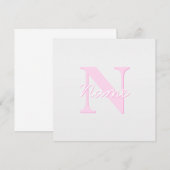Schattige  monogram | Roze Ombre & Grijs Notitiekaartje (Voorkant / Achterkant)