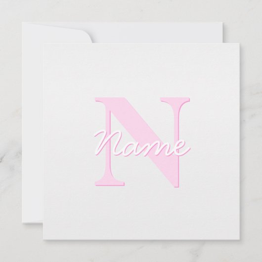 Schattige  monogram | Roze Ombre & Grijs Notitiekaartje (Voorkant)