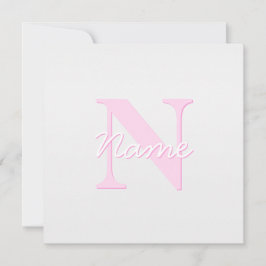 Schattige  monogram | Roze Ombre & Grijs Notitiekaartje