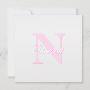 Schattige  monogram   Roze Ombre & Grijs Notitiekaartje