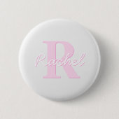 Schattige  monogram | Roze Ombre & Grijs Ronde Button 5,7 Cm (Voorkant)