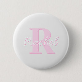 Schattige  monogram | Roze Ombre & Grijs Ronde Button 5,7 Cm