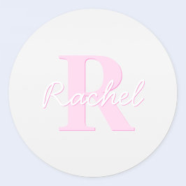 Schattige  monogram | Roze Ombre & Grijs Ronde Sticker
