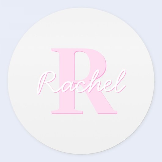 Schattige  monogram | Roze Ombre & Grijs Ronde Sticker