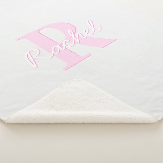 Schattige monogram | Roze Ombre & Grijs Sherpa Deken (3/4)