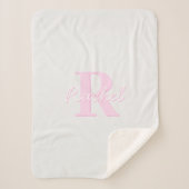 Schattige  monogram | Roze Ombre & Grijs Sherpa Deken (Voorkant)