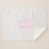 Schattige  monogram | Roze Ombre & Grijs Sherpa Deken (Voorkant (horizontaal))