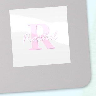 Schattige  monogram   Roze Ombre & Grijs Sticker