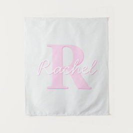 Schattige  monogram | Roze Ombre & Grijs Wandkleed