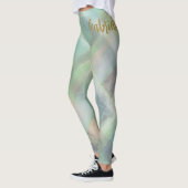 Schattige monogram script plaid blauwgroen geel gr leggings (Links)