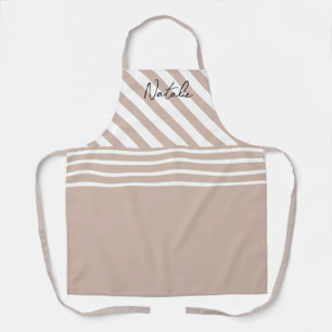 Schattige monogram strepen roze witte, moderne  schort