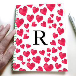 Schattige Monogram Valentijnsdag Harten Notitieboek