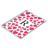 Schattige Monogram Valentijnsdag Harten Notitieboek (Linkerzijde)