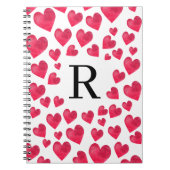 Schattige Monogram Valentijnsdag Harten Notitieboek (Voorkant)