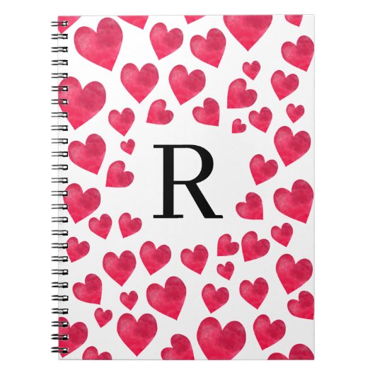 Schattige Monogram Valentijnsdag Hearts Notitieboek (Voorkant)