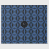 Schattige Monogram Zeshoek Patroon Navy Christmas Cadeaupapier (Vlak)