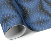 Schattige Monogram Zeshoek Patroon Navy Christmas Cadeaupapier (Rol Hoek)