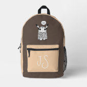 Schattige monster chocolade bruin monogram minimal bedrukte rugzak (Voorkant)